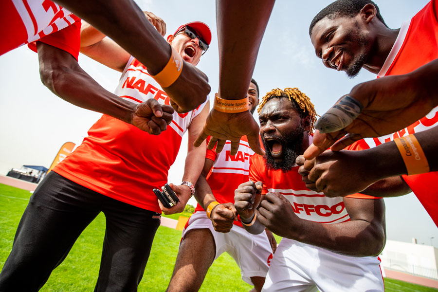 Corporate Sports football championship event branding in use