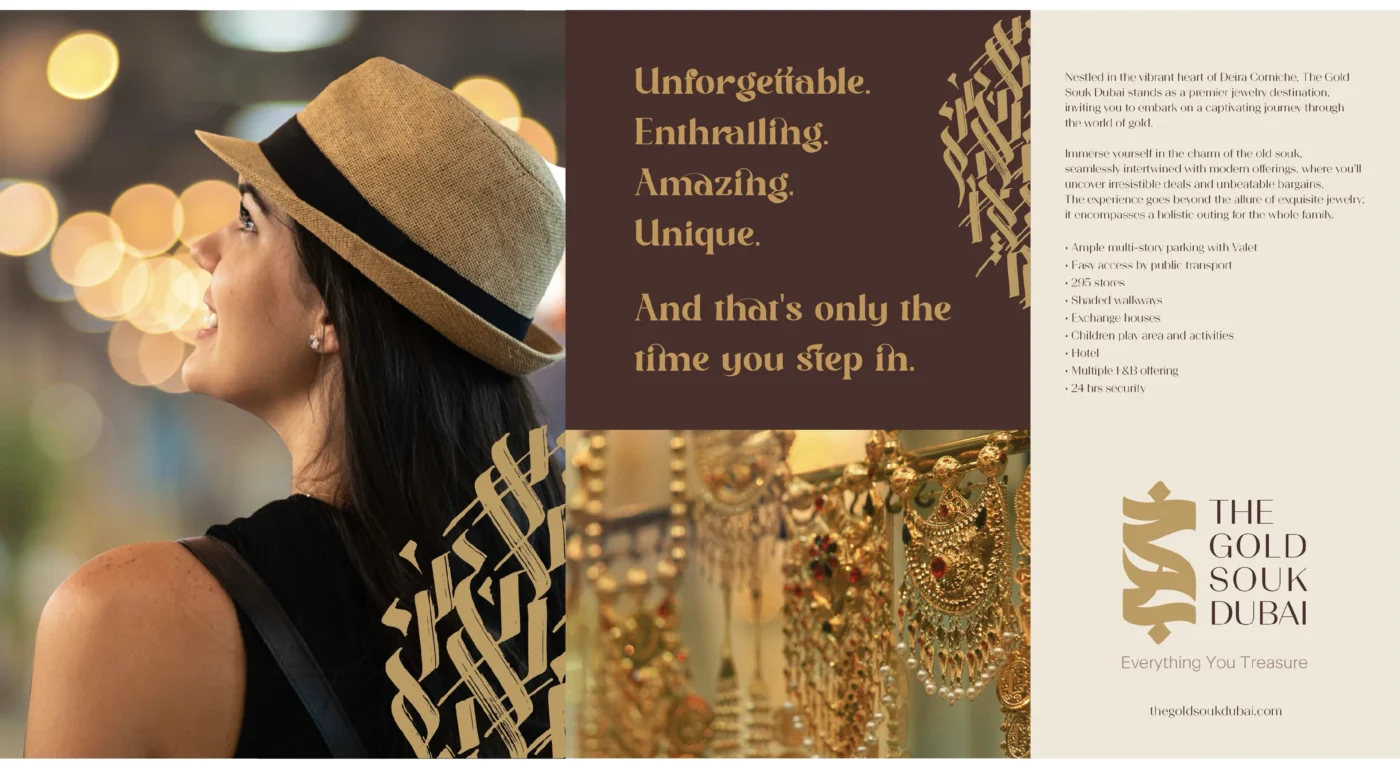 Elegant packaging design for The Gold Souk Dubai, inspired by traditional jewelry-making techniques