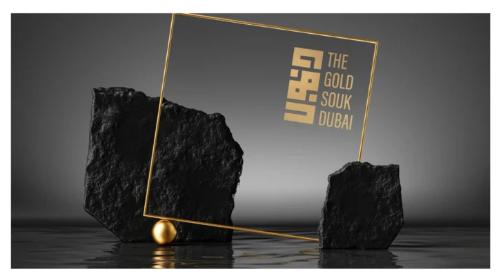 Premium packaging design for The Gold Souk Dubai, showcasing intricate Arabic-inspired patterns