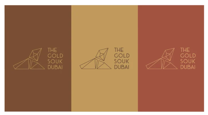 Luxury packaging design for The Gold Souk Dubai, emphasizing intricate line work and trade-inspired motifs