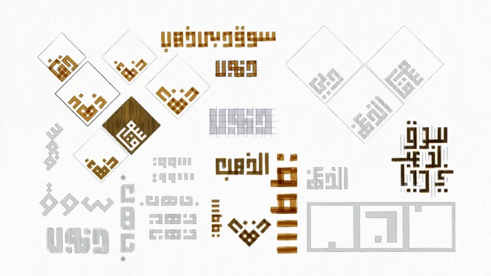 The Home of Gold logo concept for The Gold Souk Dubai, inspired by Arabic geometric art and traditional architecture