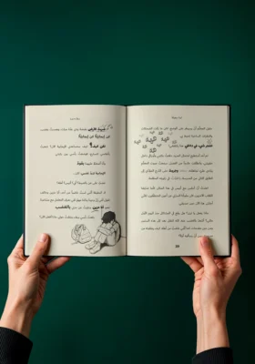 Artistic Arabic book title design with typographic focus Designed by Nihad Taisir