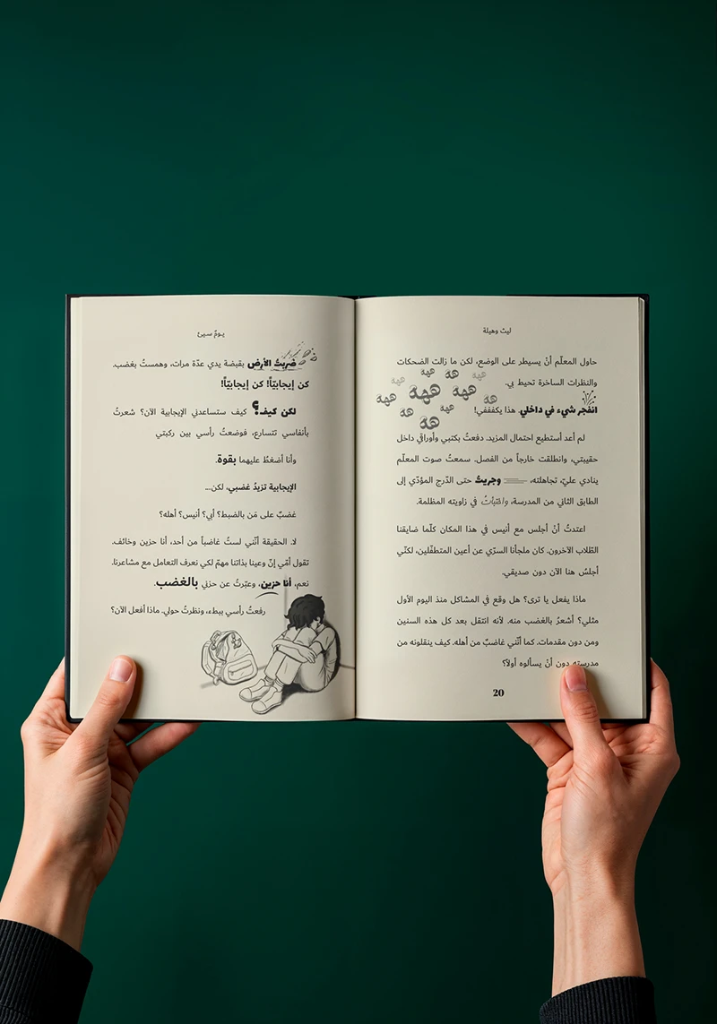 Artistic Arabic book title design with typographic focus Designed by Nihad Taisir