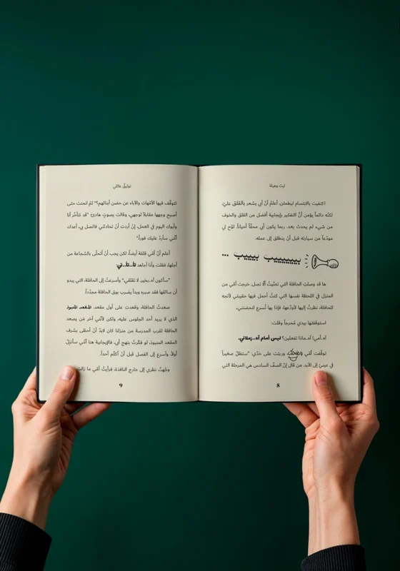 Artistic Arabic book title design with typographic focus by Nihad Nadam