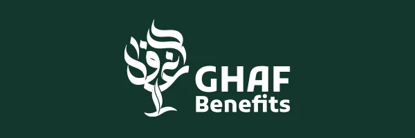 alt="Arabic logo design for Ghaf Benefits created by Nihad Taisir, inspired by the Ghaf tree and UAE heritage"