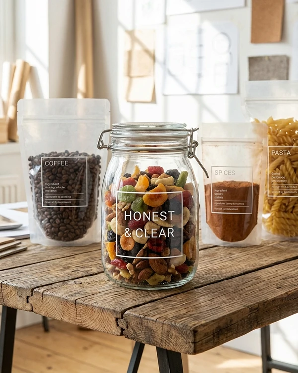 عبوة صديقة للبيئة مصممة بخامات طبيعية تعكس الاستدامة والشفافية في العلامة التجارية