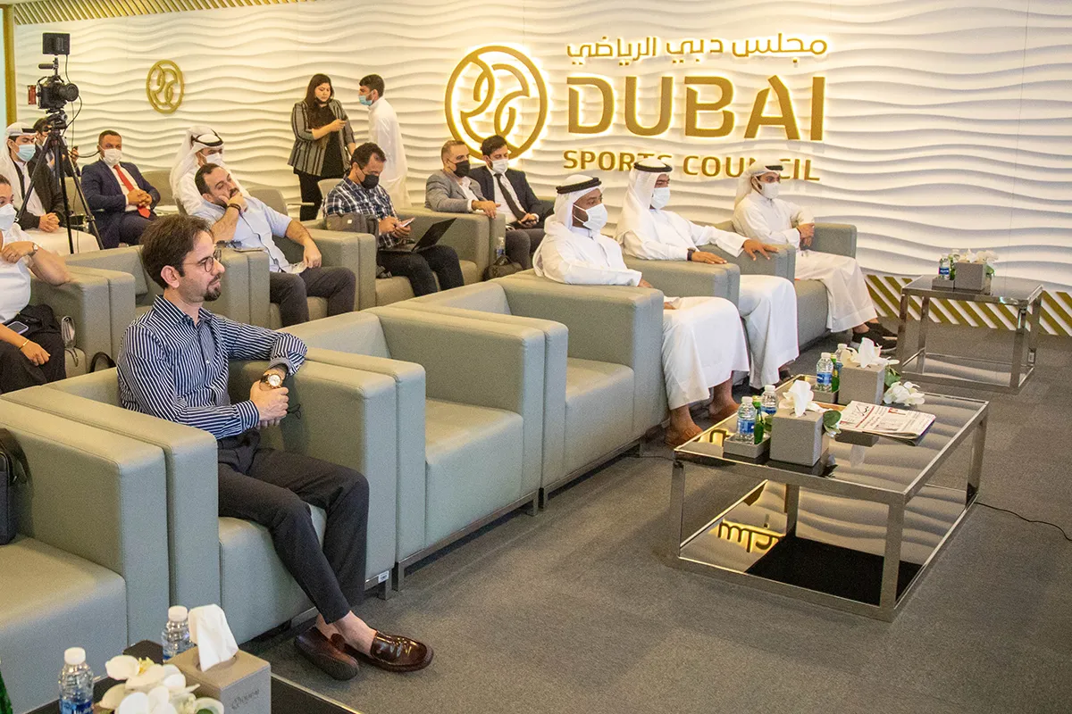 نهاد تيسير خلال لقاء صحفي لإطلاق مبادرة رياضية برعاية مجلس دبي الرياضي